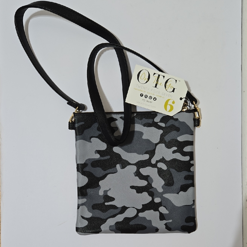 OTG 6 Women's Camouflage Crossbody Bag - Black and Gray